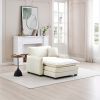 Single Deep Seat Sofa With Footstool With One Pillow, Suitable for Living Room and Bedroom, Club Multiple Occasions,White Corduroy