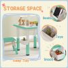 Qaba 3 Pieces Kids Table and Chairs, Height Adjustable Toddler Table and Chair Set with Storage, Easy to Wipe, Activity Table 2 Chairs for Classroom