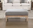 Classic Traditional Ottoman Gray Fabric Upholstery Cushion Seat Solid Wood Furniture 1pc