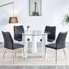 A modern minimalist circular dining table suitable for 6-8 people