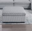 Contemporary Living Room Furniture Ottoman Dark Gray Color Corduroy 1pc Soft Cushion Ottoman Wood Legs