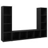 TV Cabinets 3 pcs Black 56.1"x13.8"x14.4" Engineered Wood