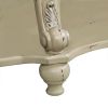 42'' oval wood coffee table for Living Room, 2-Tier Solid Wood Cocktail Table with Open Storage Shelf, Easy Assembly, Beige and Espresso Top