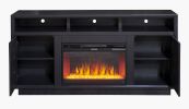 Bridgevine Home Sunset 67 inch Electric Fireplace TV Stand for TVs up to 80 inches, Minimal Assembly, Black Finish