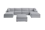 Dark Gray Color 7pc Modular Sectional Set Corduroy Upholstery Couch 2x Corner wedge 2x Armless Chairs 3x Ottomans Living Room Furniture