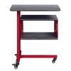 Red Accent Table and Wall Shelf Set