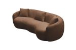 Mid Century Modern Curved Living Room Sofa, Boucle Fabric Couch for Bedroom, Office, Apartment, Brown