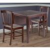 Perrone 3-Pc Drop Leaf Table with Slat Back Chairs; Walnut