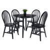 Moreno 5-Pc Drop Leaf Dining Table with Windsor Chairs; Black