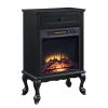 Black 1-Drawer Fireplace with Queen Ann Leg