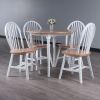 Sorella 5-Pc Drop Leaf Dining Table with Windsor Chairs; Natural and White