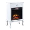 White 1-Drawer Fireplace with Queen Ann Leg