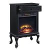 Black 1-Drawer Fireplace with Queen Ann Leg