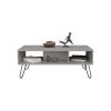 Coffee Table 15.7" H, with 4 Legs and 2 Shelves, White