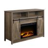 Rustic Oak 2-Door Fireplace with 2 Shelves