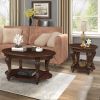 Living Room Coffee Table Set, Coffee Table & Two End Side Table 3-Piece Set for Office, Living Room, Apartment, Small Space, Easy Assembly, Cherry