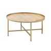 Oak and Gold Coffee Table with Tray Top