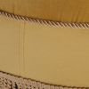 Yolanda 24" Round Upholstered Accent Ottoman, Gold Yellow Velvet with Gold Trim