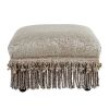 Fiona Accent Footstool Ottoman, Silvery-Blue Beige Paisley Jacquard