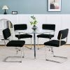 Modern minimalist ROUND glass dining table, transparent glass tabletop and chrome metal legs, suitable for kitchens, restaurants