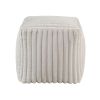 Square Pouf Plush Off-White Corduroy Fabric Upholstery Modern Ottoman, Footstool, Non-Slip Floor Pouf, Bean Bag Chair, 1pc Sitting Pouf