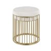 Canary Contemporary Nesting Ottoman Set in Gold Metal and Cream Velvet by LumiSource