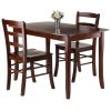 Inglewood 3-Pc Dining Table with Ladder-back Chairs; Walnut