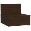 Patio Middle Sofa with Cushions Brown Poly Rattan
