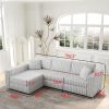 106.3" Soft Rabbit Plush L-shaped 4-Person Sofa. Comfortable & Stylish. Matches Bedroom & Living Room. Light gray. Modern plush furniture. Modular des