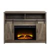 Rustic Oak 2-Door Fireplace with 2 Shelves
