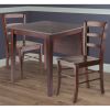 Perrone 3-Pc Drop Leaf Table with Ladder-back Chairs; Walnut