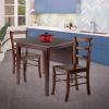 Perrone 3-Pc Drop Leaf Table with Ladder-back Chairs; Walnut