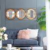 3 Mirror Piece Wall Mirror in Gold Rectangular Frame, Home Wall Decor for Bedroom Living Room, 40"x14"