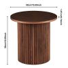 Walnut Wood Veneer Tabletop, Set of 2 Round Coffee Tables, Farmhouse Circle Coffee Table MDF Table-top with Metal Base
