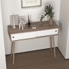 Entryway Table with 2 White Sliding Doors, Console Table with Storage Space and Wood Legs,Sofa Table Behind Couch for Hallway, Living Room
