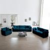 Modern Sofa Couch, 3 Piece Set Extra Deep Seat Sectional Sofa for Living Room, Oversized Sofa, 3 Seat Sofa, Loveseat and Single Sofa, Blue Chenille
