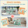 Qaba 3 Pieces Kids Table and Chairs, Height Adjustable Toddler Table and Chair Set with Storage, Easy to Wipe, Activity Table 2 Chairs for Classroom