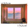bhhSeascape Pink Late Sunset Wall Art Backdrop Tapestry Bedroom Dorm Bedside Wall Fake Window Tapestry Decor,59x51 inch