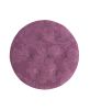 Yolanda 24" Round Upholstered Accent Ottoman, Purple Floral Sateen Jacquard with Gold Trim
