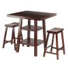 Orlando 3-Pc Set High Table; 2 Shelves w/ 2 Saddle Seat Stools