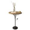Round Side Table, Small Drink Table for Small Spaces, Modern Accent End Table Coffee Table with Metal Leg for Living Room, Bedroom, Corners