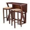 Harrington 3-Pc Drop Leaf High Table; 2-29" Rush Seat Stools