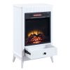 White Fireplace with 1 Drawer
