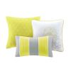 6 Piece Printed Cotton Quilt Set with Throw Pillows Taupe Grey/Yellow King/Cal King