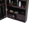Full Mirror Wooden Wall Mounted 3-Layer Shelf 17 Cosmetic Brush Holders With Inner Mirror 8 Blue LED Light Mirror Cabinets - Dark Brown