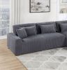 Modern 2pc Sectional Set XL Plush Corduroy Fabric Dark Gray LAF Sofa RAF Chaise Living Room Couch