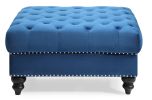 Comfortable Traditional Navy Blue Ottoman
