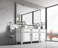 84in. W x48 in. H Framed LED Single Bathroom Vanity Mirror in Polished Crystal Bathroom Vanity LED Mirror with 3 Color Lights Mirror for Bathroom Wall