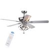 Tatiana 5-blade 52-inch Chrome Ceiling Fan with 3-Light Royal Chandelier
