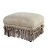 Fiona Accent Footstool Ottoman, Silvery-Blue Beige Paisley Jacquard